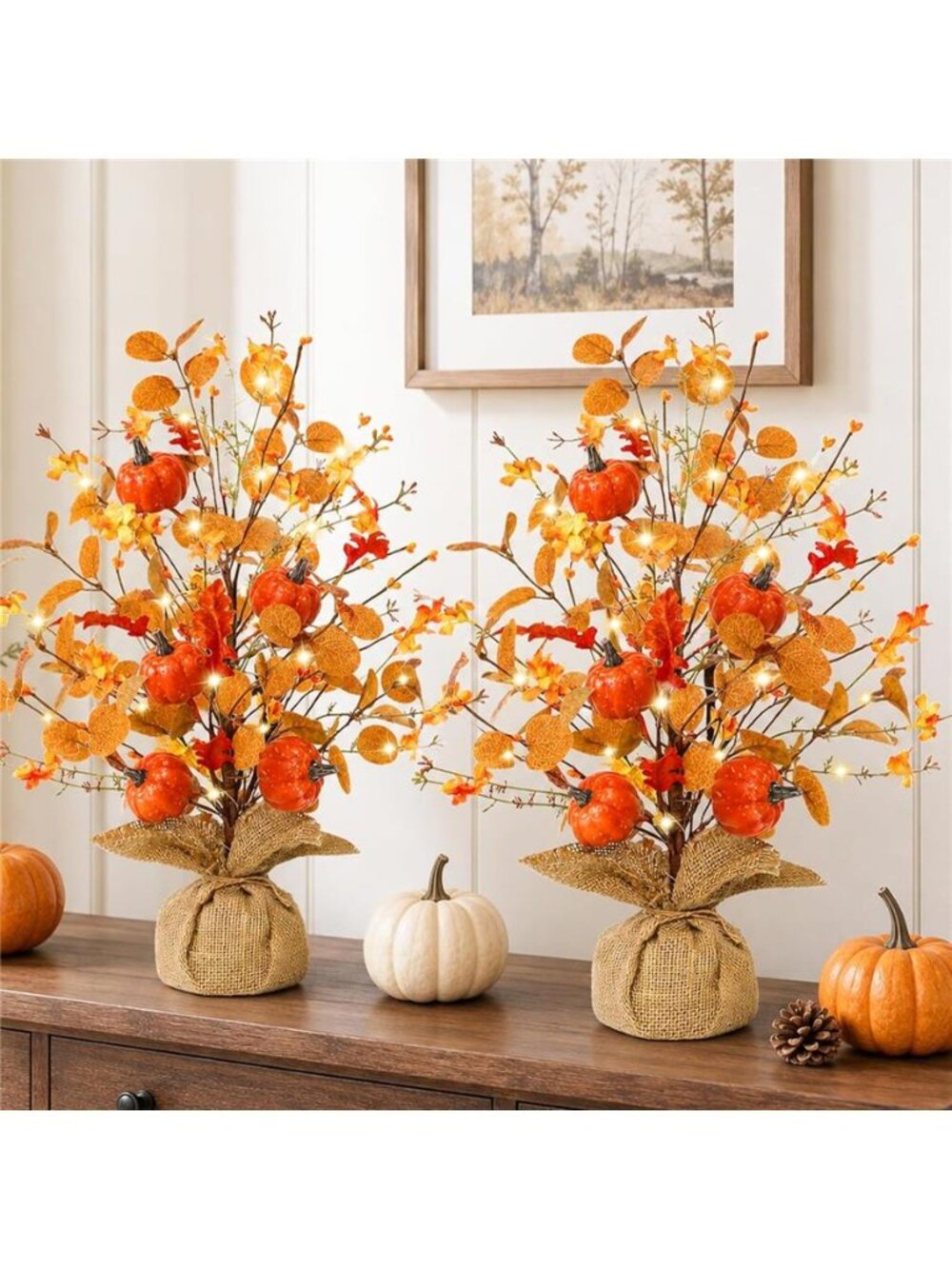 Lighted Fall Tree Tabletop Thanksgiving Decorations